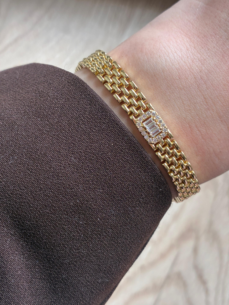 VİP |Baget Taşlı Gold Bileklik