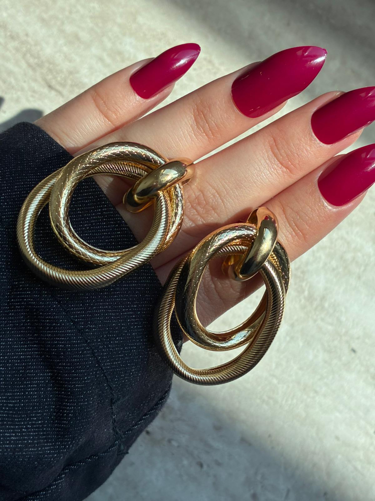 Gold Halka Zincir Küpe