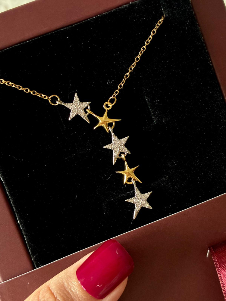 Çelik | Gold, Silver Karışık Y Kolye