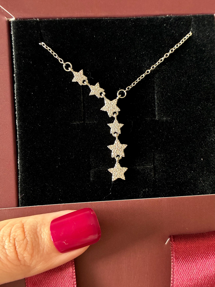Çelik | Taşlı Yıldız Y Kolye
