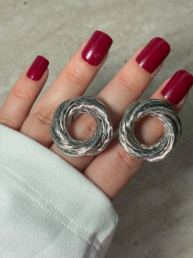 Halka Doku Silver Küpe
