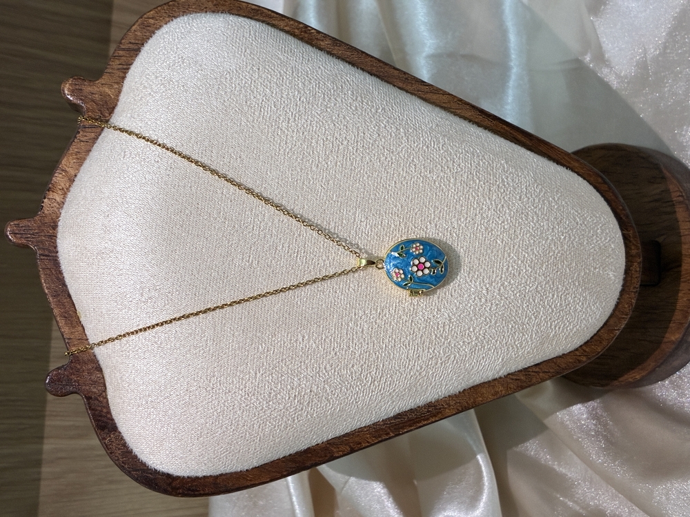 Flora Blue Vintage Locket Kolye