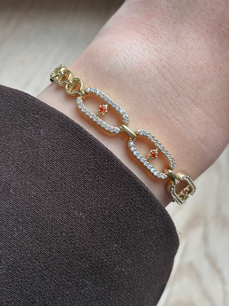 Xuping | Kırmızı Taşlı Gold Bileklik