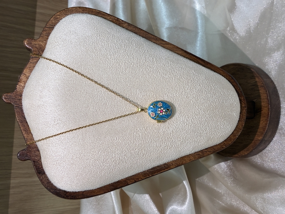 Flora Blue Vintage Locket Kolye