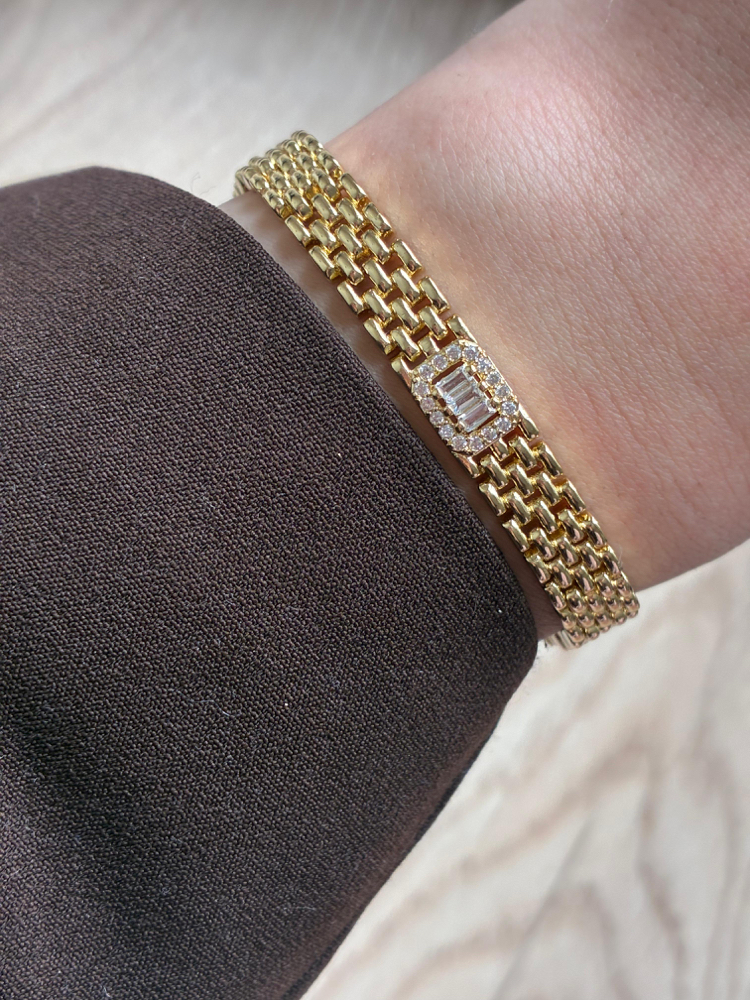 VİP |Baget Taşlı Gold Bileklik