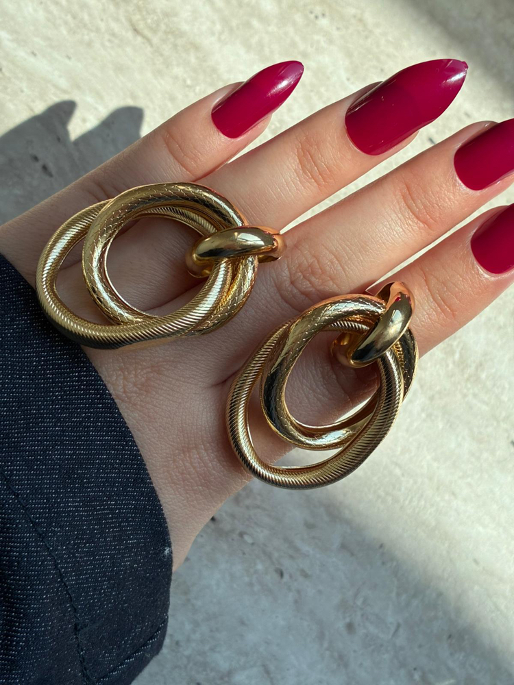 Gold Halka Zincir Küpe