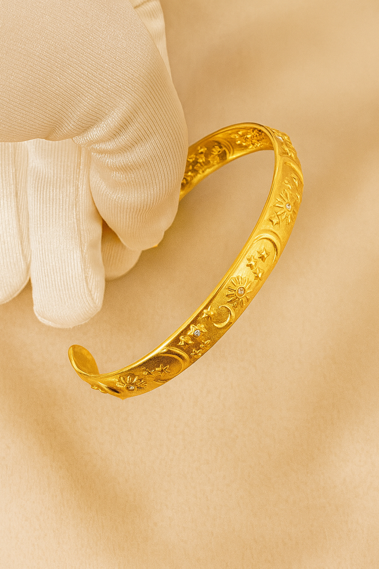 Vintage Desenli Gold Kelepçe