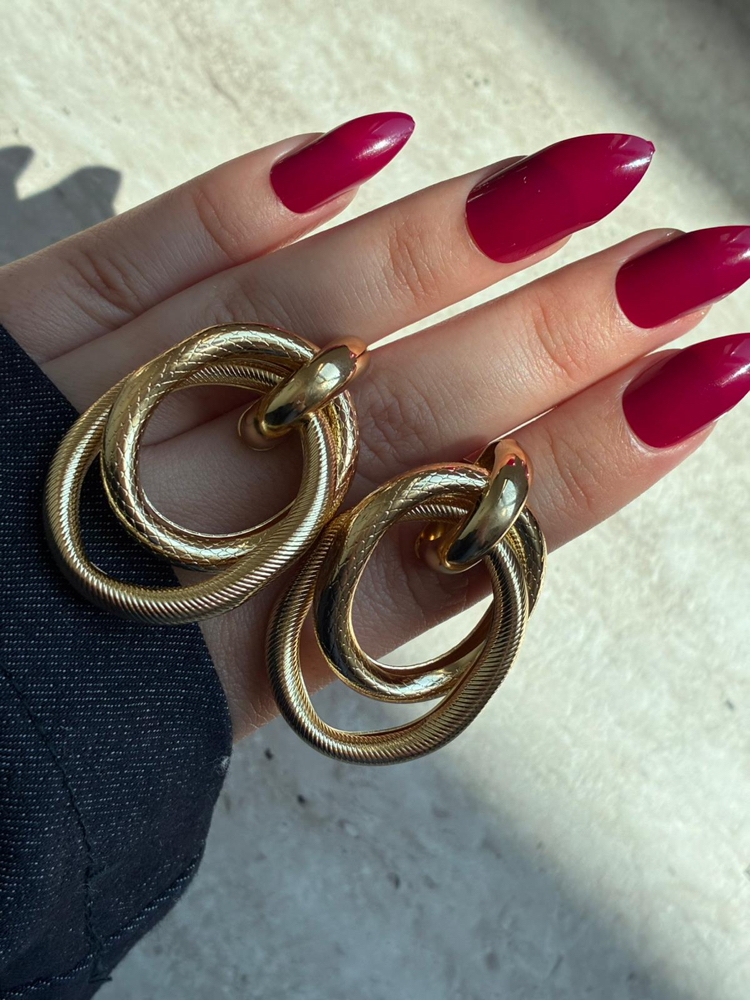 Gold Halka Zincir Küpe