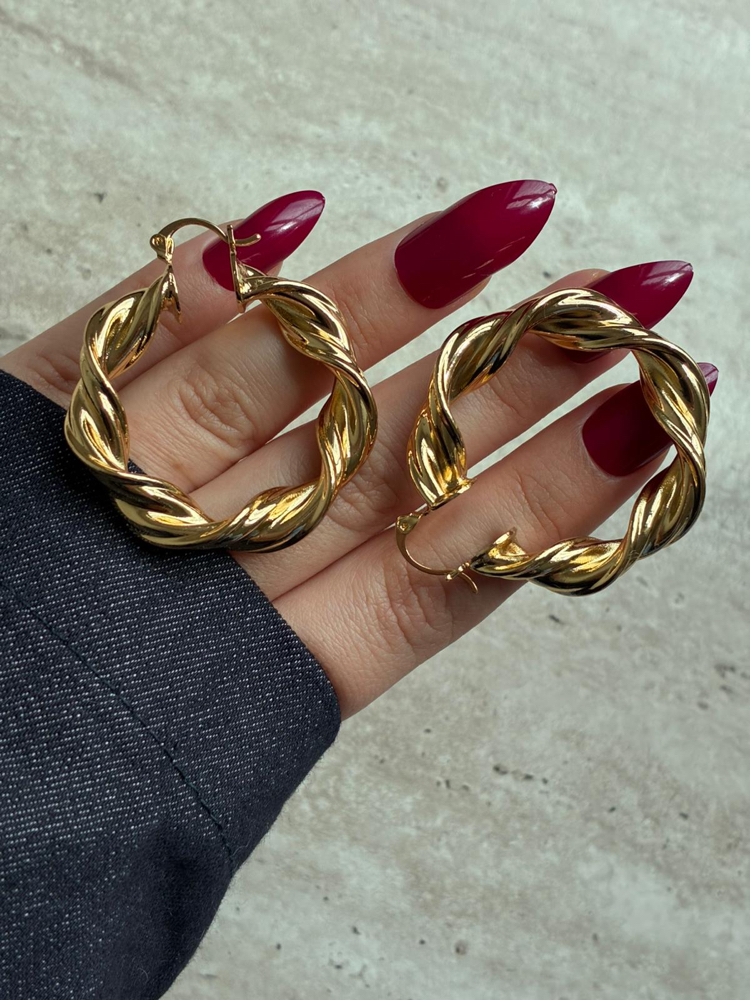 Gold Burgu Halka Küpe