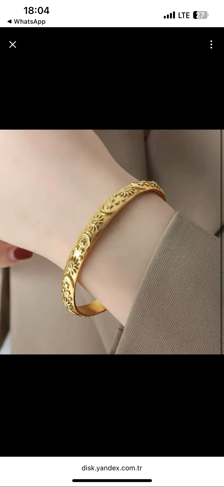 Vintage Desenli Gold Kelepçe