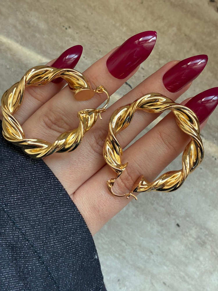 Gold Burgu Halka Küpe