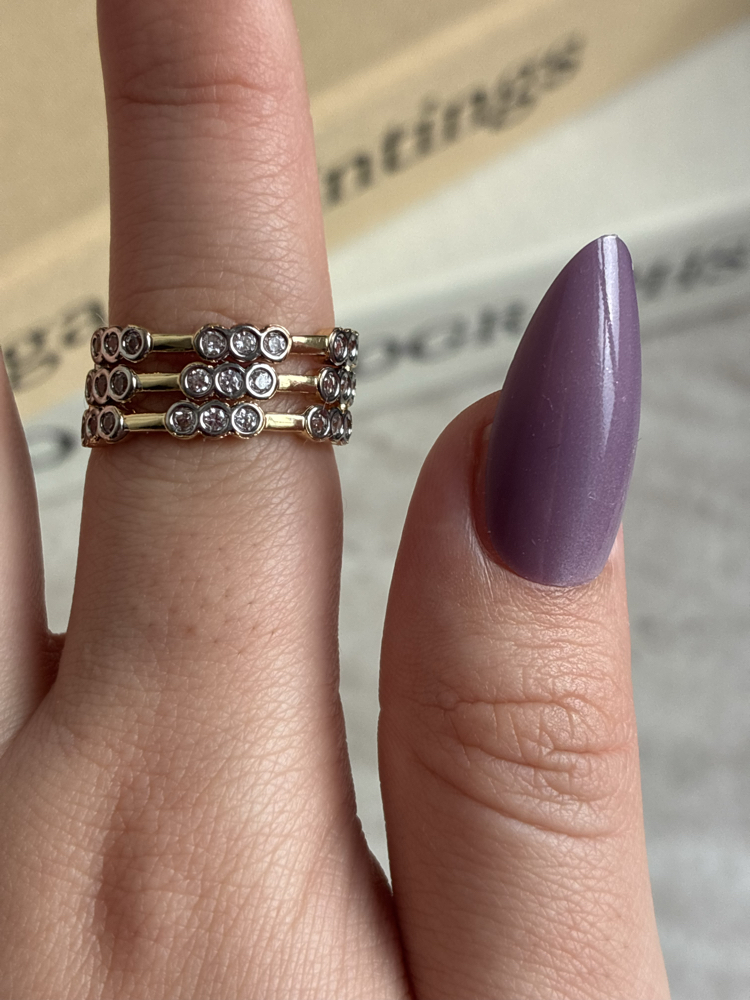 Triple Stone Gold Ayarlanabilir Yüzük