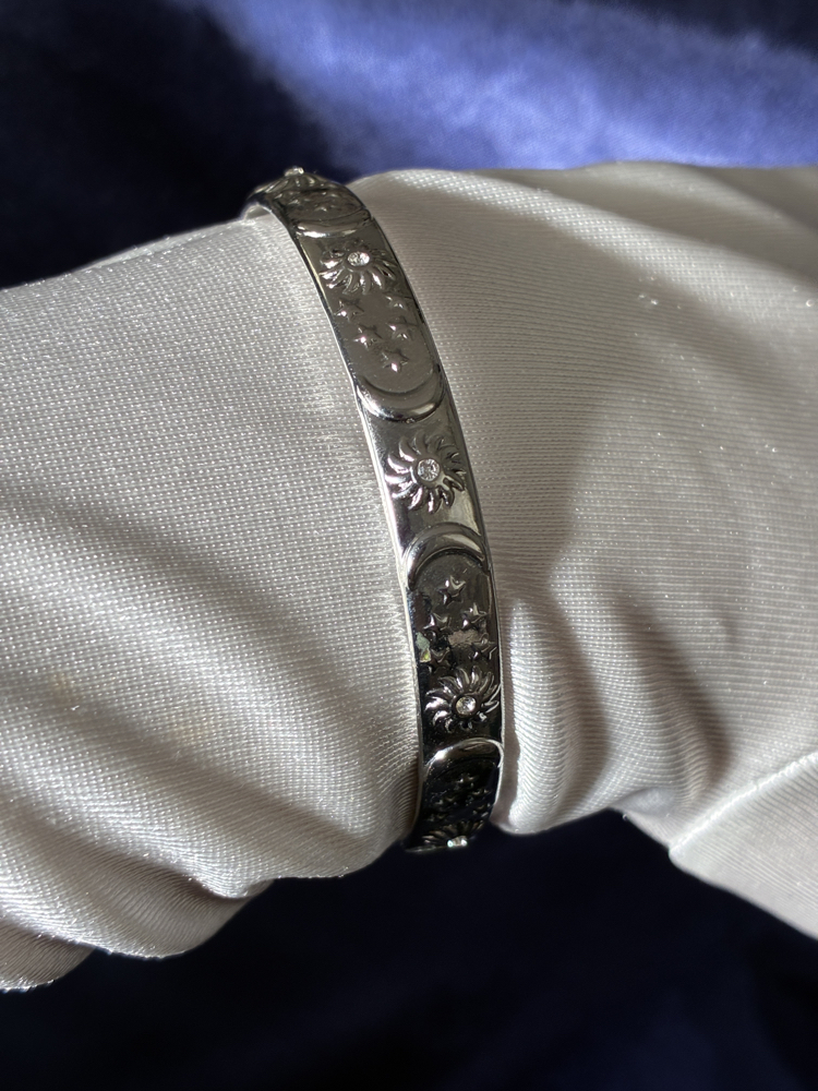 Vintage Desenli Silver Kelepçe
