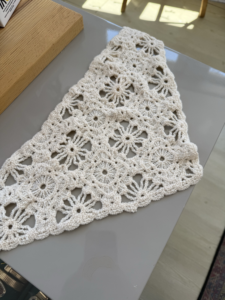 Krem örgü desen bandana