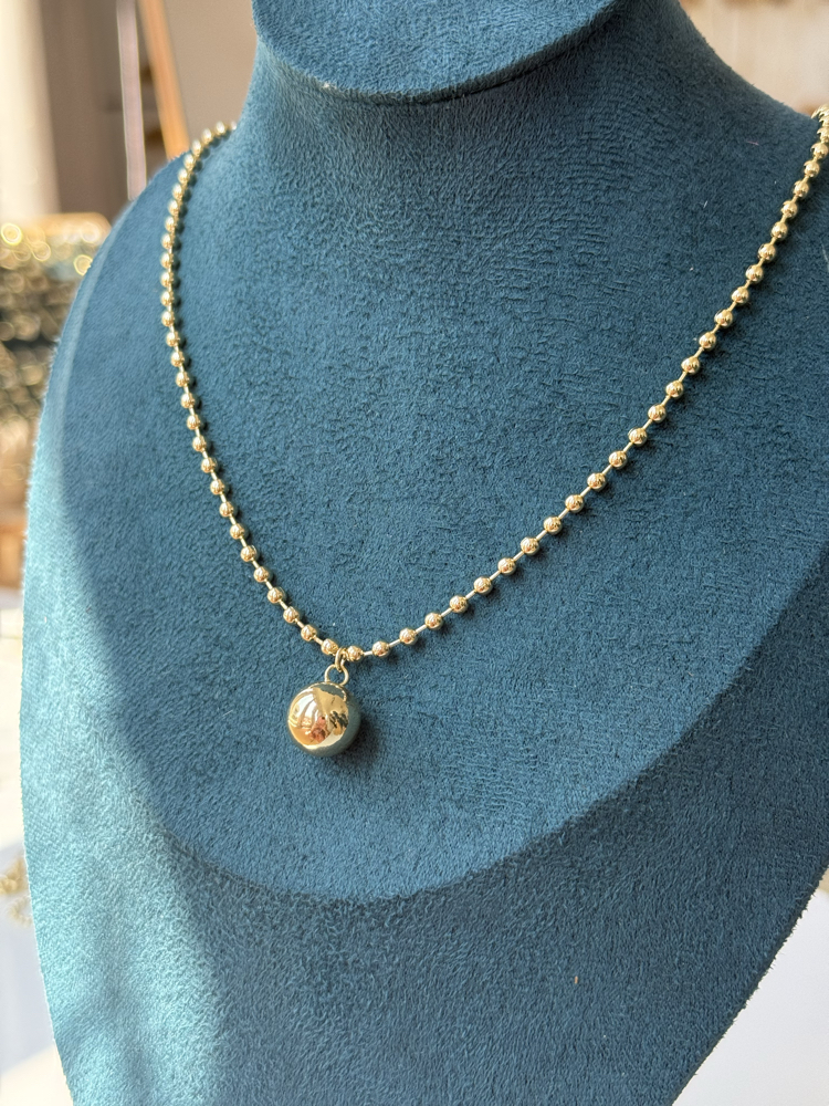 14K top detay kolye