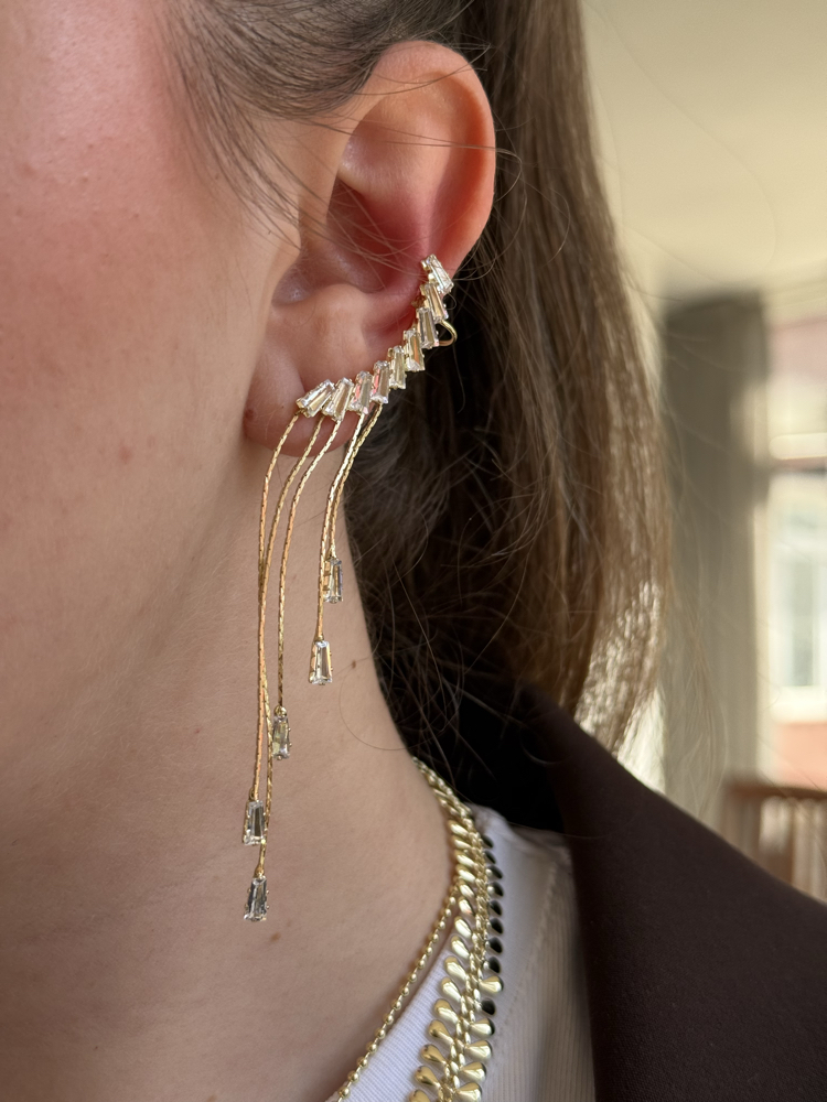 Taşlı Saçaklı Earcuff