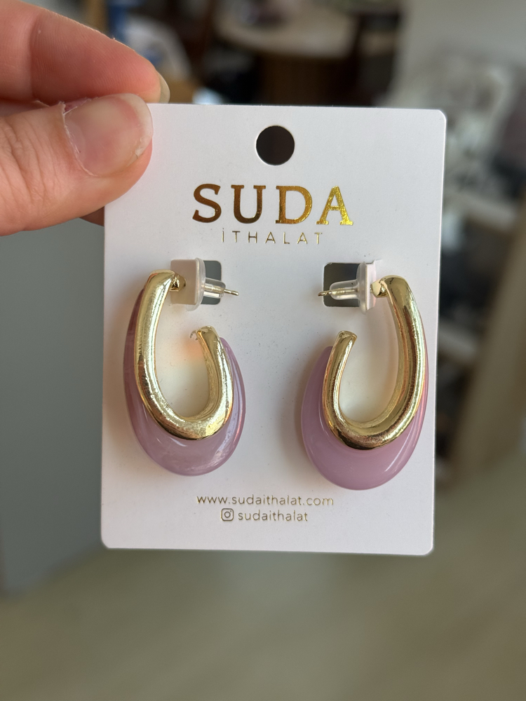 Gold Sedefli Küpe