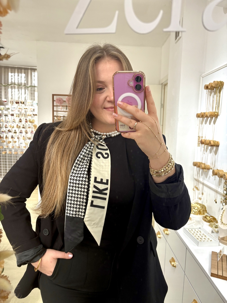 Kaz ayağı Model İncili Fular