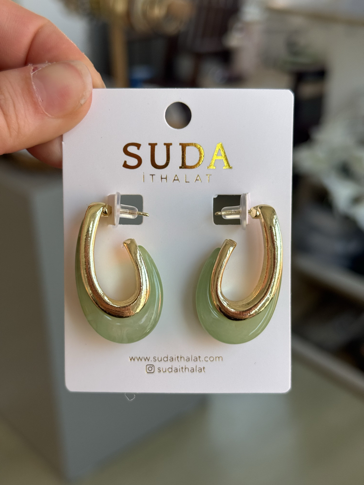 Gold Yeşil Küpe
