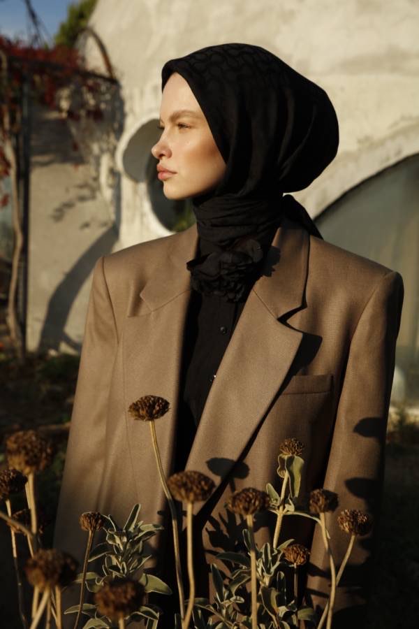 Bloom Desen Eşarp Siyah