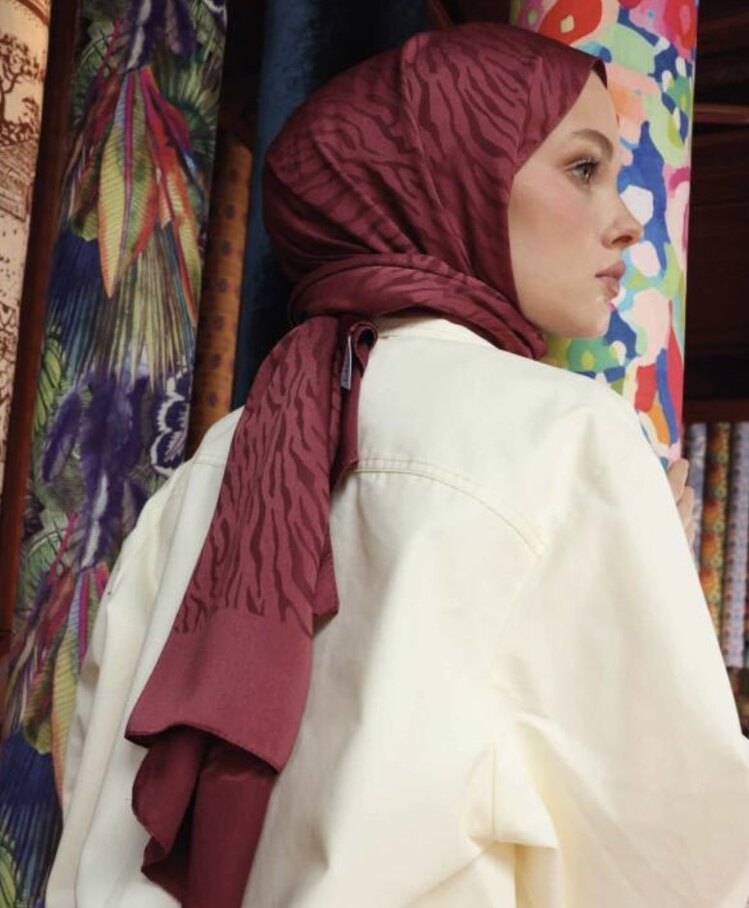 Zebra Desen Şal Mürdüm