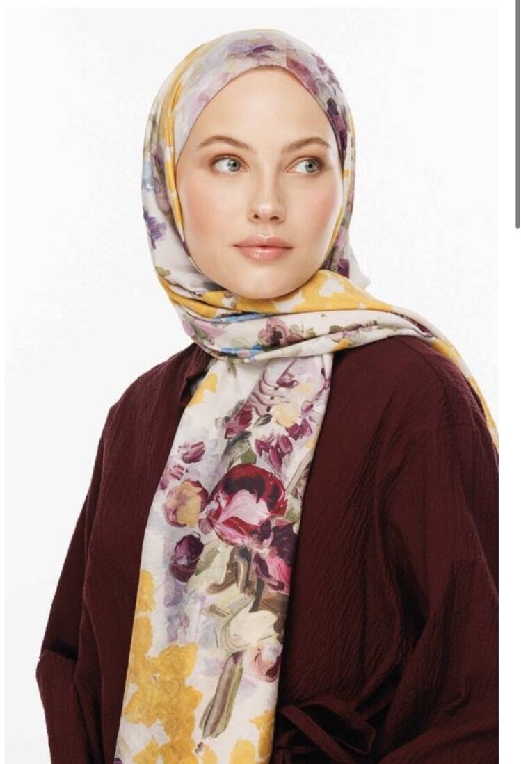 Violet Desen Pamuk İpek Şal