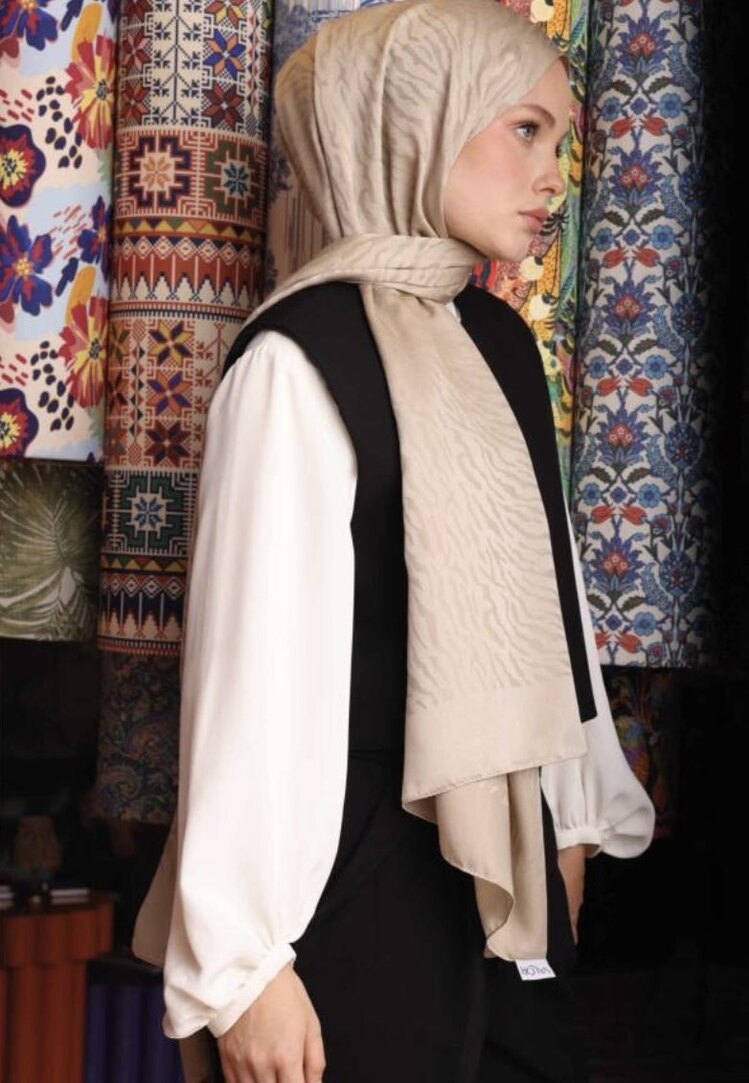 Zebra Desen Şal Bej