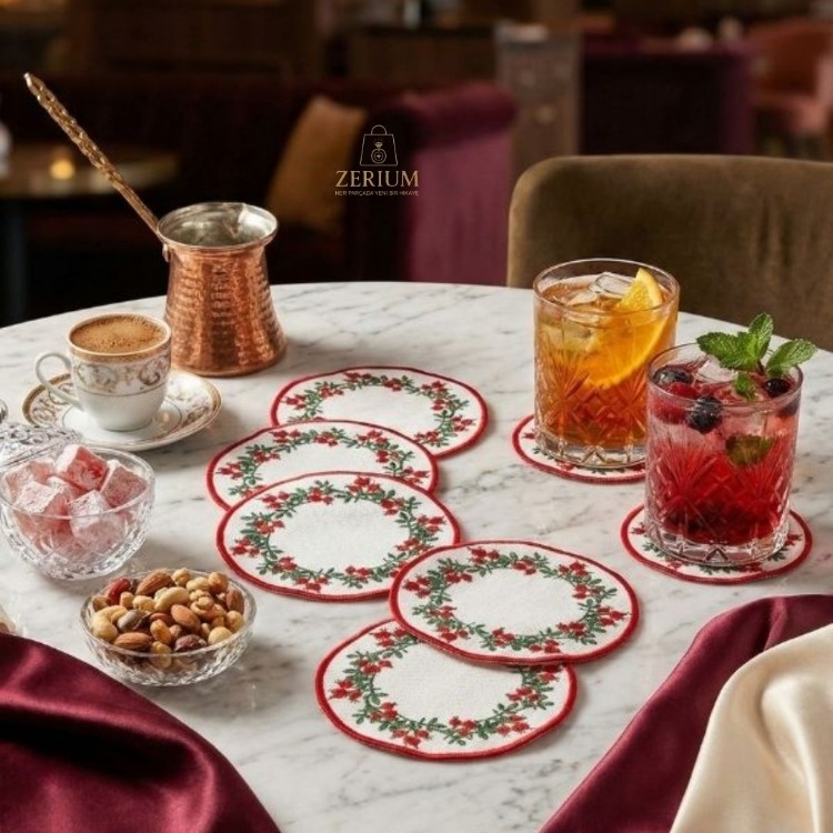 Premium 6’lı Kokteyl ve Kahve Altı Sunum Peçetesi Red Berry Serisi - 20252001298