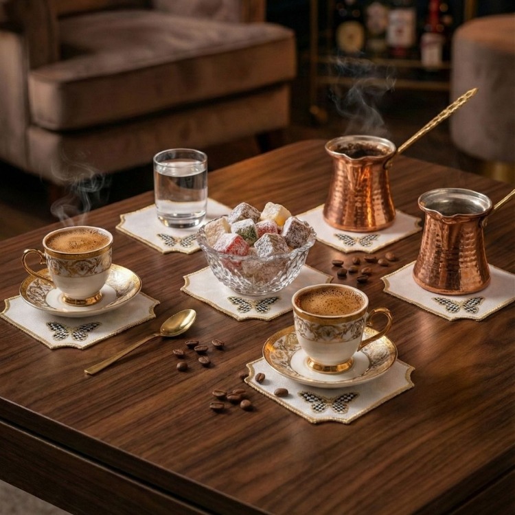 Premium 6’lı Kokteyl ve Kahve Altı Sunum Peçetesi Black Kelebek Serisi - 20252001324