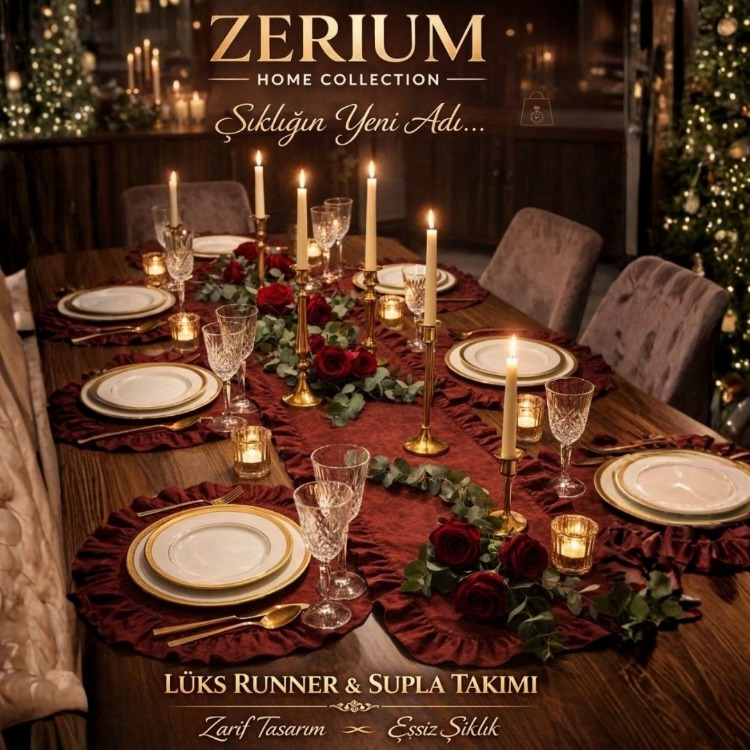Fırfırlı Ham Keten 7’li Runner ve Supla Şık Sofra & Sunum Çeyiz Seti - 20252001301