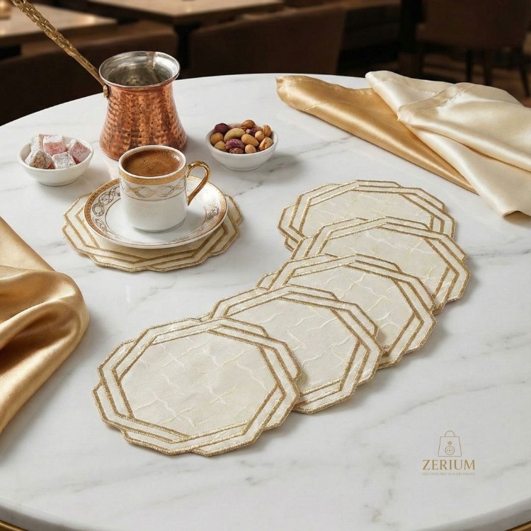 Premium 6’lı Kokteyl ve Kahve Altı Sunum Peçetesi Geometrik Gold Serisi - 20252001300