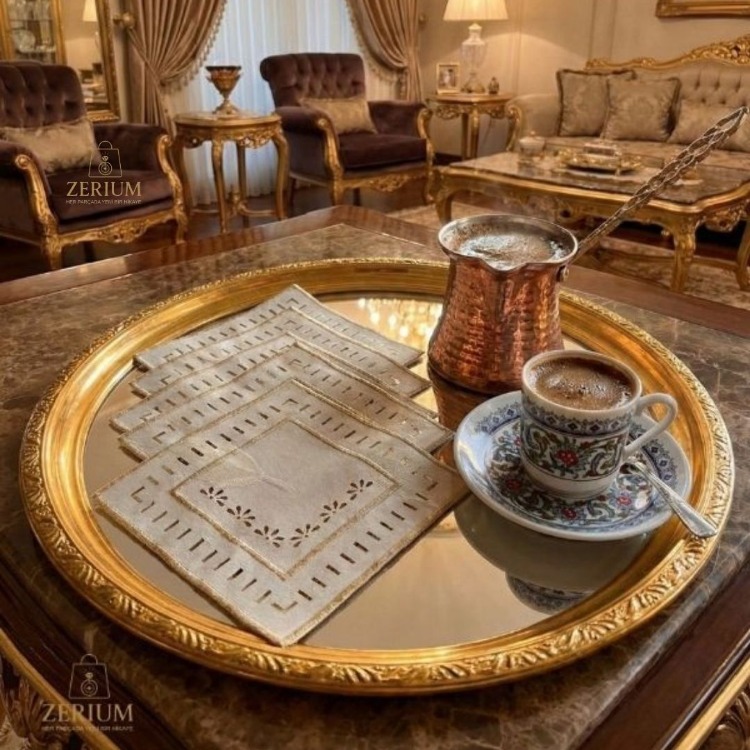 Premium 6’lı Kokteyl ve Kahve Altı Sunum Peçetesi Vintage Serisi - 20252001293