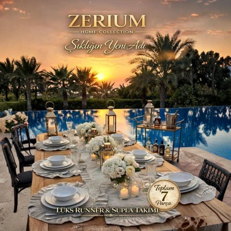 Fırfırlı Ham Keten 7’li Runner ve Supla Şık Sofra & Sunum Çeyiz Seti - 20252001303