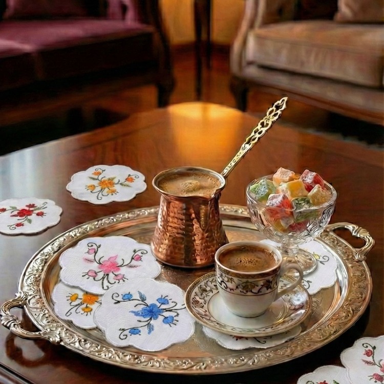 Premium 6’lı Kokteyl ve Kahve Altı Sunum Peçetesi Bahar Dalları Serisi - 20252001322