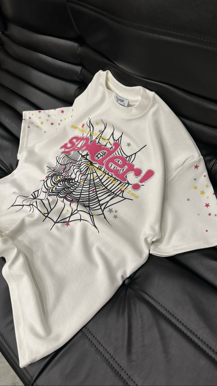 Spider Taş - Baskı T-Shirt (Beyaz)