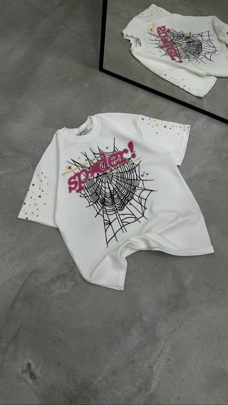 Spider Taş - Baskı T-Shirt (Beyaz)