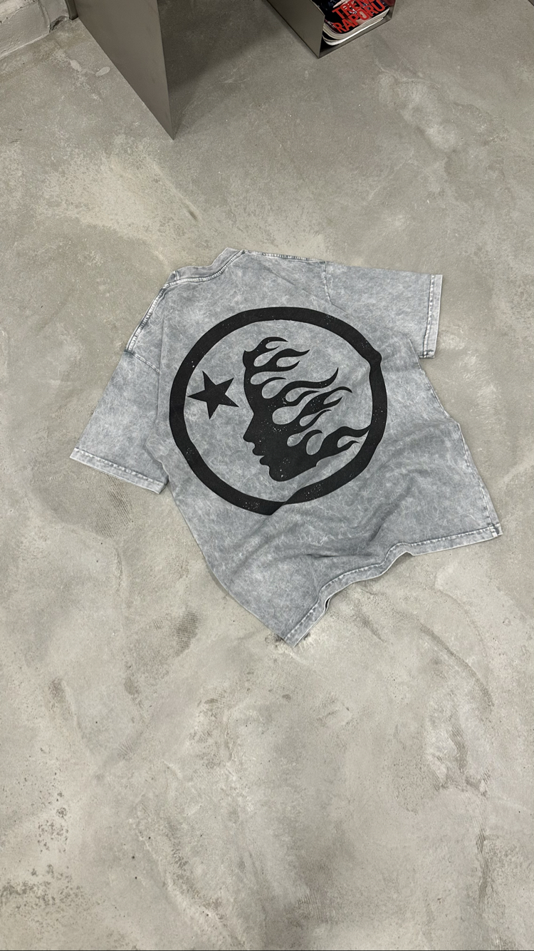 HELLSTAR Yıkamalı T-shirt (Beyaz)