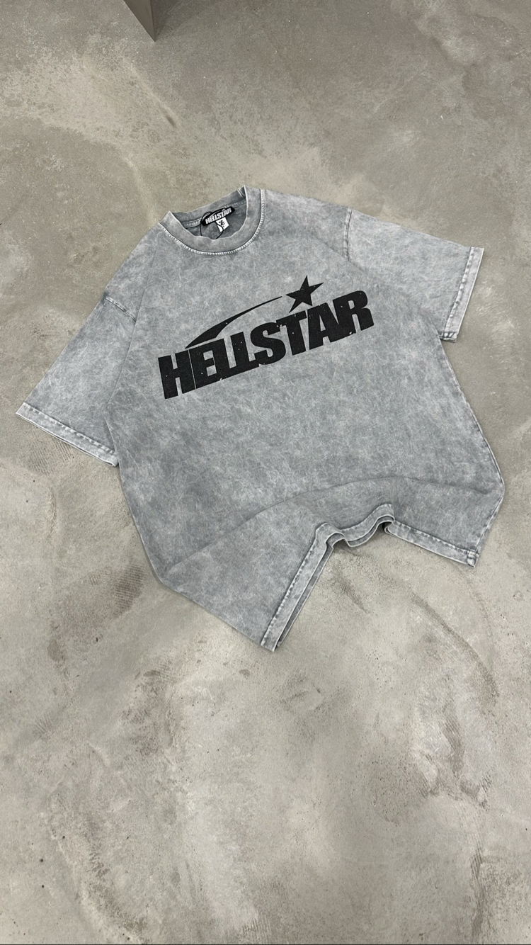 HELLSTAR Yıkamalı T-shirt (Beyaz)