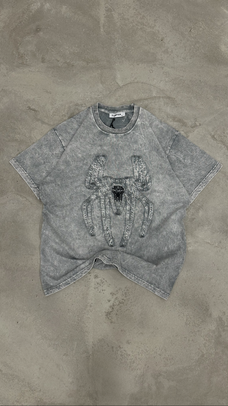 Spider Yıkamalı T-Shirt (Beyaz)