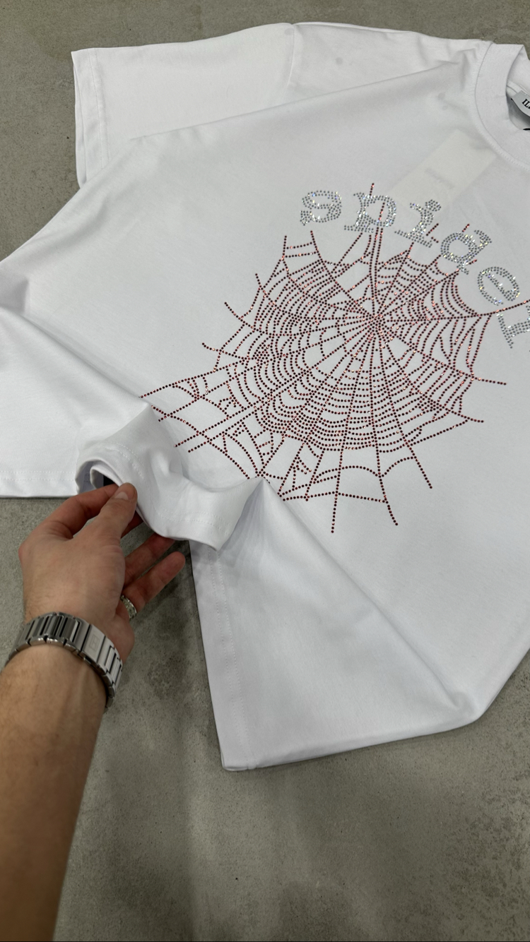 Spider Taşlı T-Shirt (Beyaz)