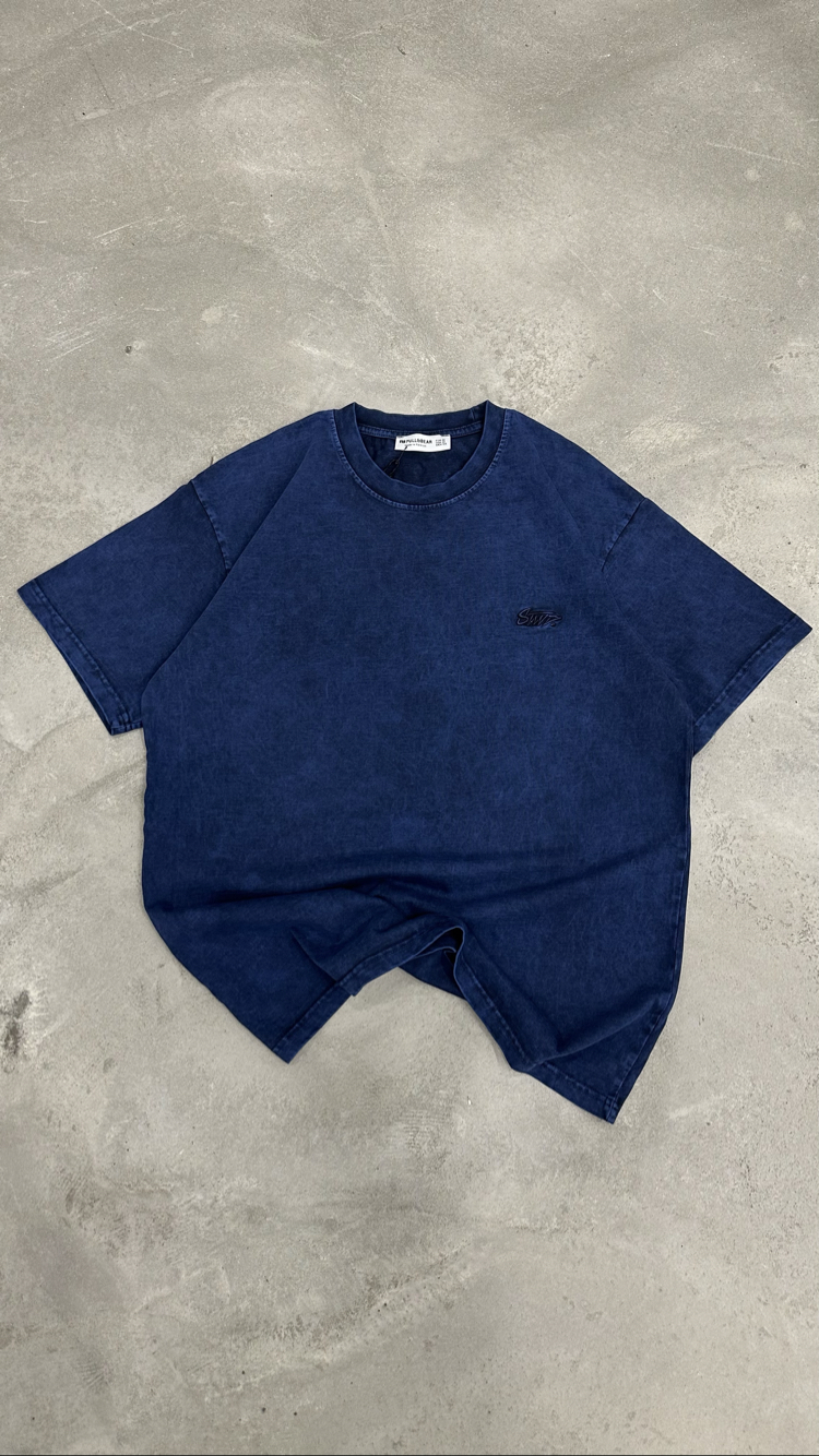 STWD Yıkamalı Aplikeli T-Shirt (Lacivert)