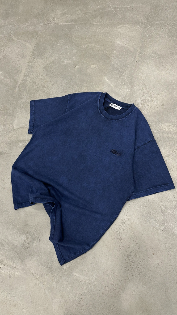 STWD Yıkamalı Aplikeli T-Shirt (Lacivert)