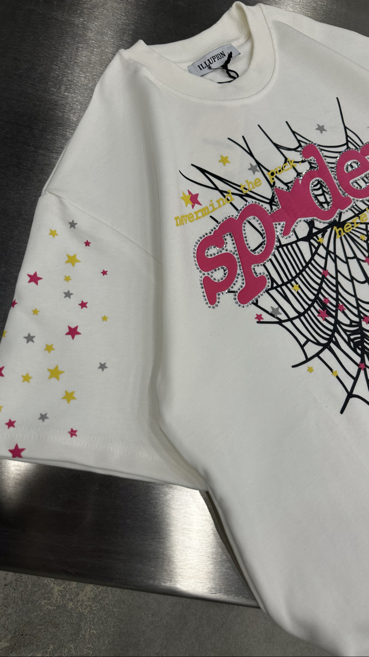 Spider Taş - Baskı T-Shirt (Beyaz)