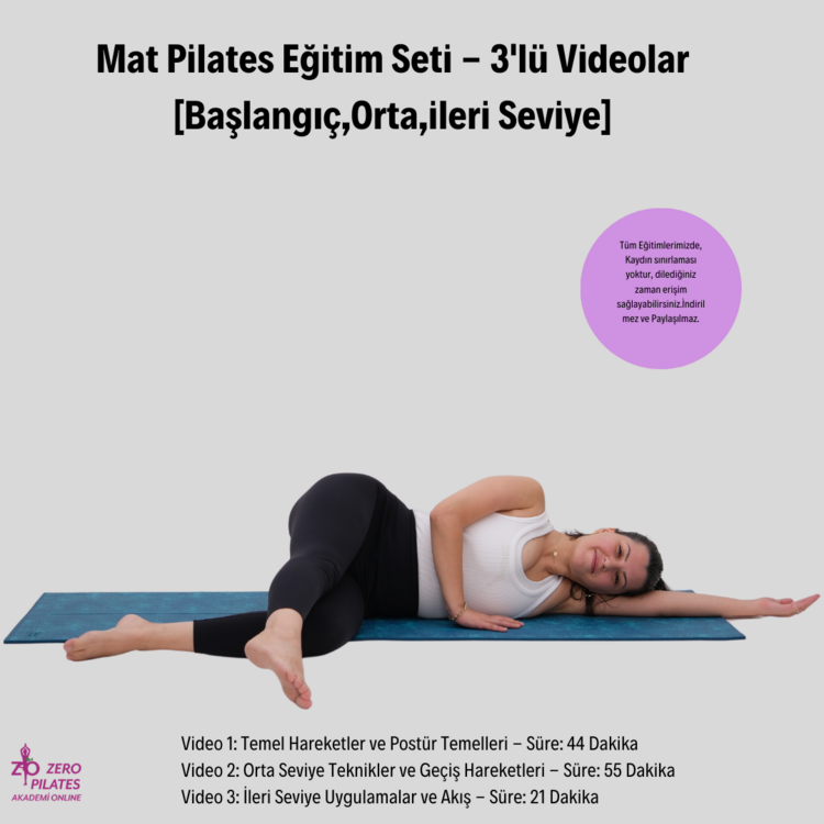 Mat Pilates Eğitim Seti - 3'lü Videolar - [Başlangıç,Orta,ileri Seviye]