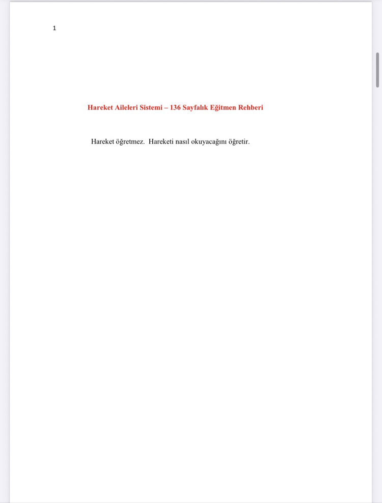 Hareket Aileleri Sistemi – 155 sayfalık- Eğitmen Rehberi (PDF)