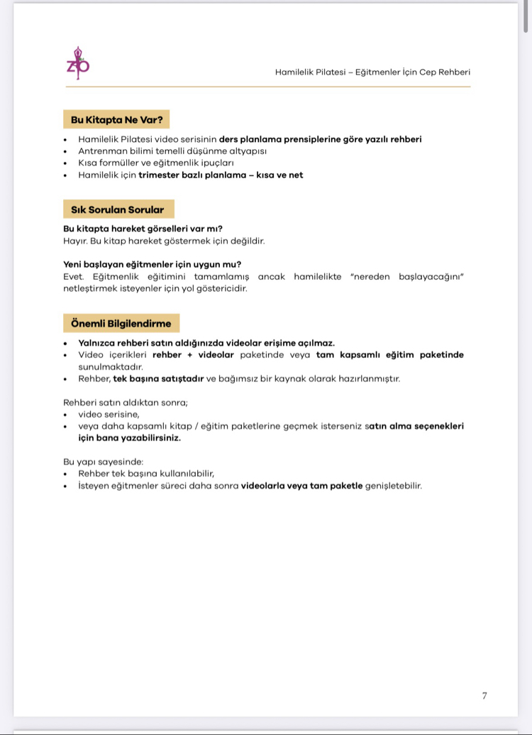 Hamilelik Pilatesi – Eğitmenler İçin Cep Rehberi (2026 Güncel Baskı) E- Kitap