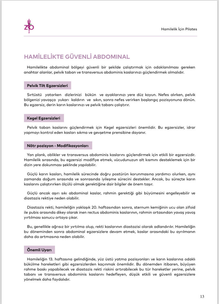 Hamilelik İçin Pilates Eğitim Kitabı