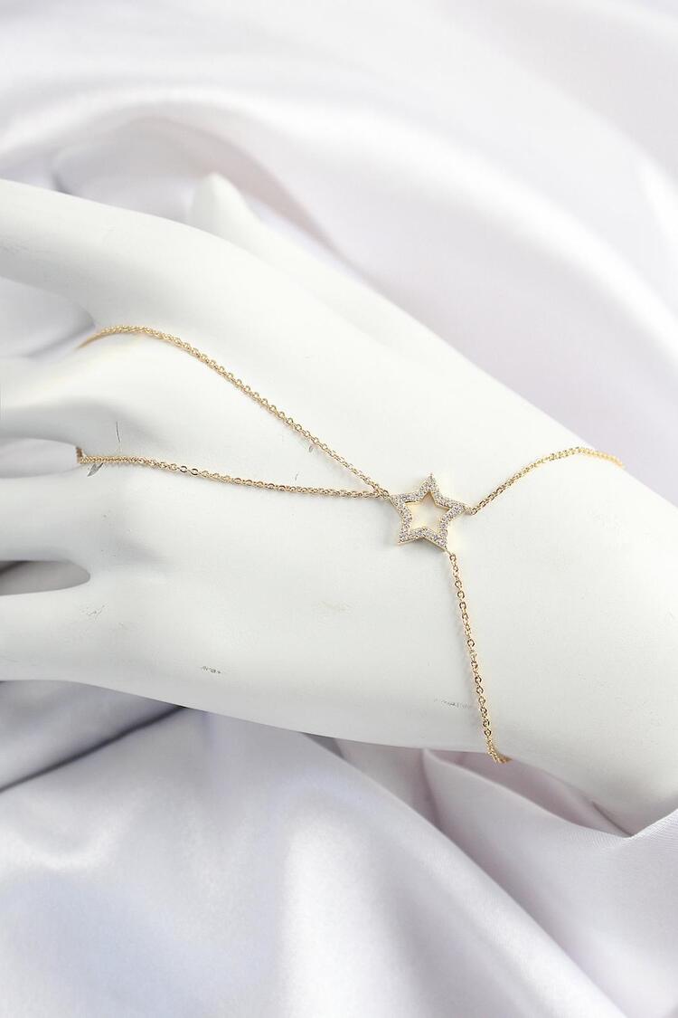 Gold Renk Zirkon Taşlı Yıldız Model Şahmeran