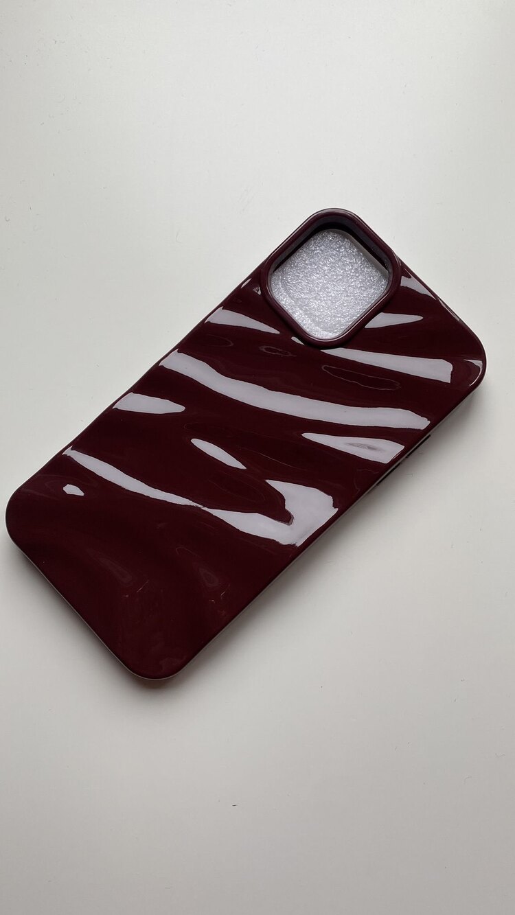 iPhone 14 Plus/ 15 Plus Bordo Dalga Telefon Kılıfı