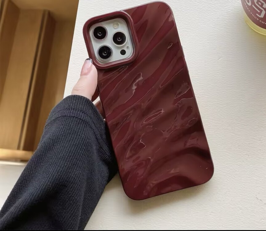 iPhone 11 Bordo Dalga Telefon Kılıfı
